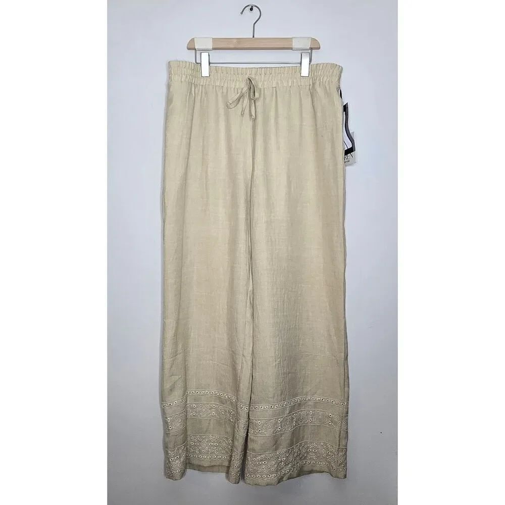 Wren New York Wide Leg Pants Size XL Eyelet Pull-On New